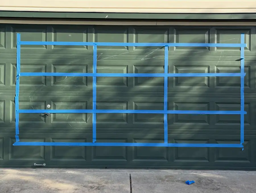 Garage door taped out